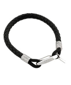 Bracciale in pelle intrecciata e acciaio