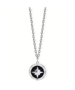 Collana acciaio con rosa dei venti e zirconi Liu Jo